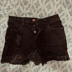 Hollister Black Jean Shorts Distressed Frayed Hem